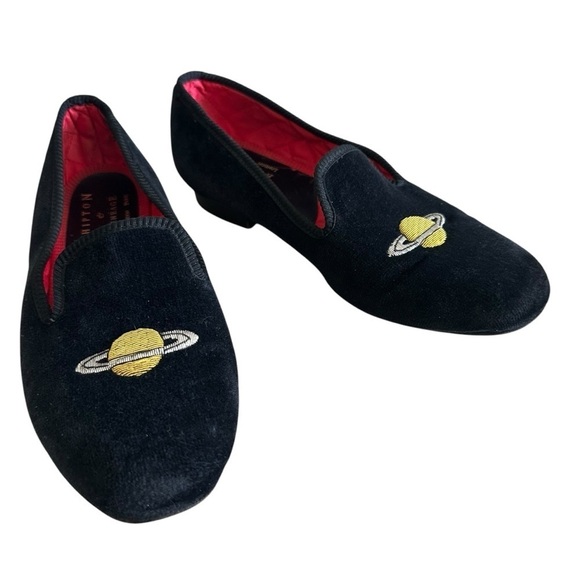 Shipton & Heneage Velvet Smoking Slippers Saturn Embroidered UK 6 main image 11